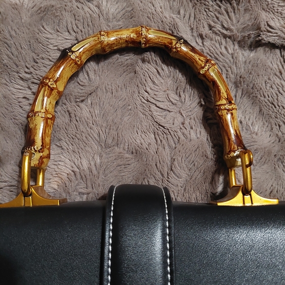 Designer Dionysus style purse NWOT bamboo and bronze trim - Picture 5 of 7
